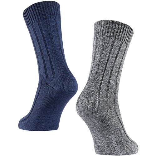 Носки  унисекс Norfolk Socks, 2 пары, классические, быстросохнущие, вязаные, усиленная пятка, износостойкие, размер 39-42, серый, синий