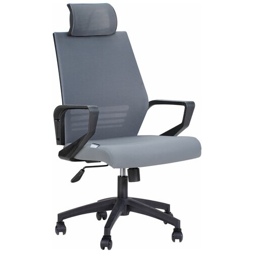 фото Кресло для руководителя norden chairs эрго black, обивка: текстиль, цвет: сиденье ткань серая / спинка сетка серая