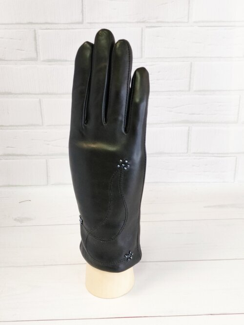 Перчатки Elma, демисезон/зима, натуральная кожа, размер 7, черный