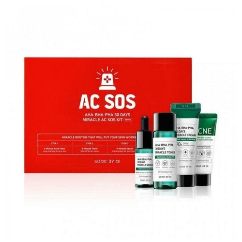 Купить Набор миниатюр с кислотами для проблемной кожи SOME BY MI AC SOS AHA- BHA- PHA 30 Days Miracle AC SOS Kit, SOMY BY MI