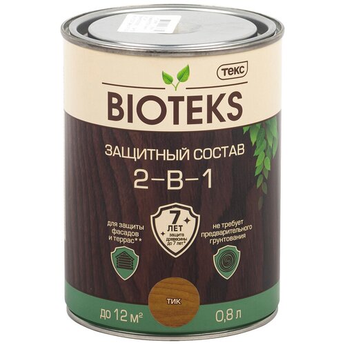 Текс BIOTEKS защитный состав 2-в-1 для наружных работ, тик (0,8л)