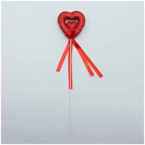 Карнавальный аксессуар - Сердце на палочке бархатное 24 см, 12 шт