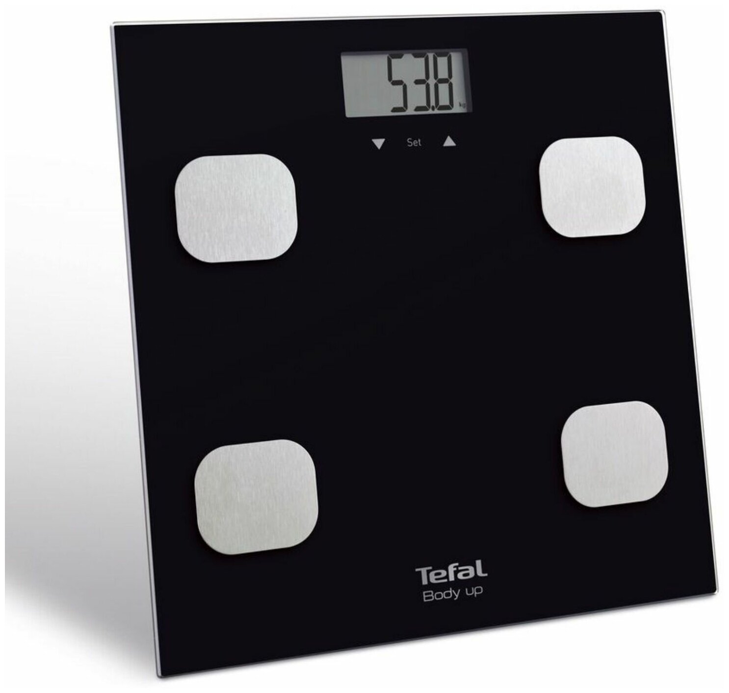 Напольные весы Tefal Body Up BM2521V0, черный, максимальный вес 150 кг, цифровой дисплей, автовключение, до 8 пользователей, весы отображают вес, процент жировой массы и индекс массы тела - фотография № 2