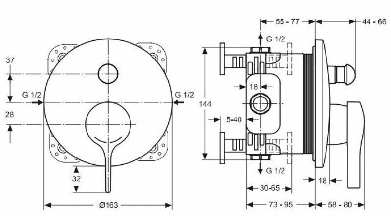 Смеситель для ванны Ideal Standard Melange A4720AA (внешняя монтажная часть)