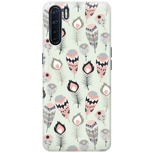 фото Cиликоновый чехол на oppo a91 / reno3 / оппо а93 / рено 3 с принтом "перья бохо" gosso