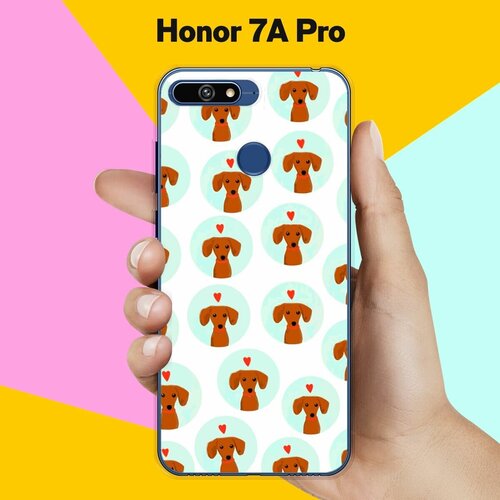 Силиконовый чехол на Honor 7A Pro Узор из такс / для Хонор 7А Про силиконовый чехол узор из такс на honor 7a pro