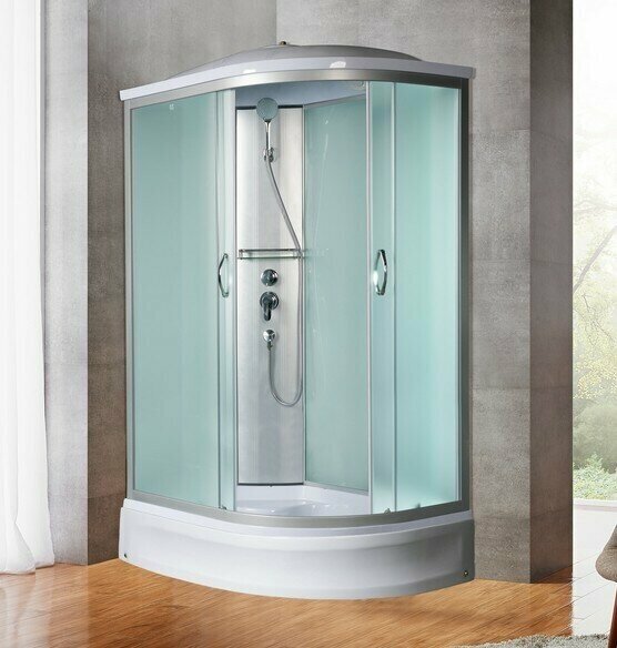 фото Душевая кабина River Nara 120/90/24 левая угловая с матовым стеклом средним поддоном и крышей