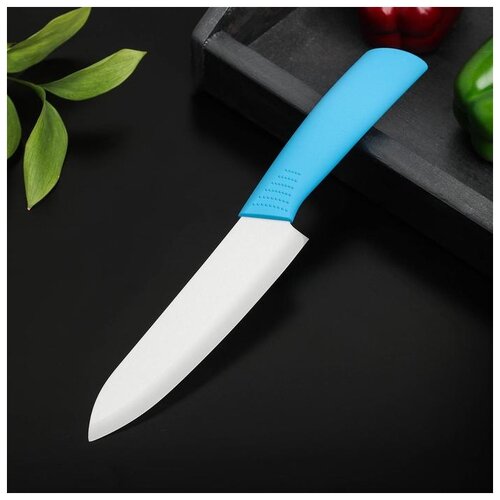 фото Нож керамический "симпл" лезвие 15 см, ручка soft touch, цвет синий 5386359 сима-ленд