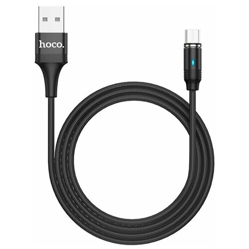 Кабель Hoco U76 USB - microUSB, 1.2 м, 1 шт., черный кабель hoco u76 usb lightning 2 4 а 1 2 м магнитный черный