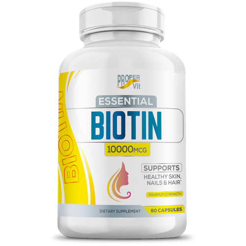 Биотин (витамин B7) для кожи, волос и ногтей 10000 мкг Proper Vit 90 капсул
