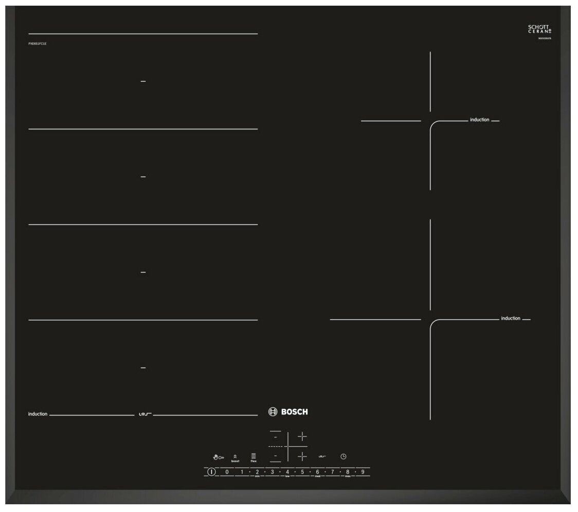 Индукционная варочная поверхность Bosch PXE651FC1E черный - фото №1