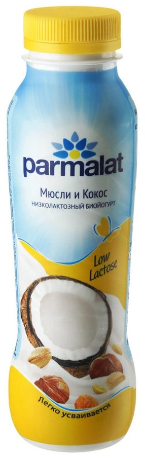 Биойогурт PARMALAT питьевой безлактозный мюсли/кокос 290г