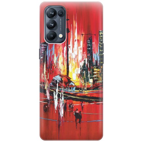 фото Cиликоновый чехол на oppo reno5 / оппо рено5 с принтом "акварельный город" gosso