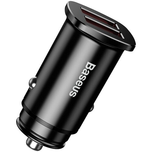 Автомобильное зарядное устройство 2xUSB Baseus Square metal A+A 30W Dual QC3.0 Quick Car Charger (QC3.0/SCP/AFC), black