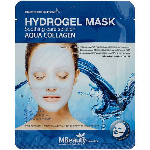 Mbeauty маска Aqua Collagen Hydrogel Mask успокаивающая увлажняющая гидрогелевая с коллагеном, 25 г