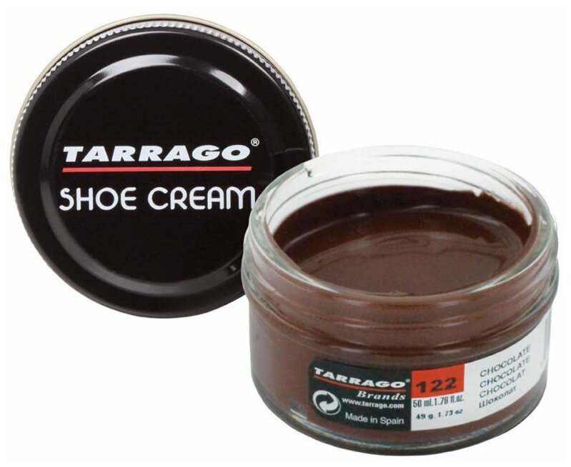 Крем для обуви, всех видов гладких кож, TARRAGO, SHOE Cream, стекло, 50мл., TCT31-122 CHOCOLATE (Шоколадный) - фотография № 1