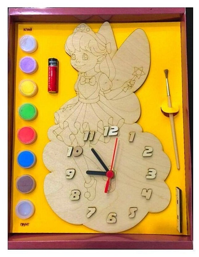 Нескучные игры Набор для росписи Часы с циферблатом Фея (ДНИ7815) Желтый
