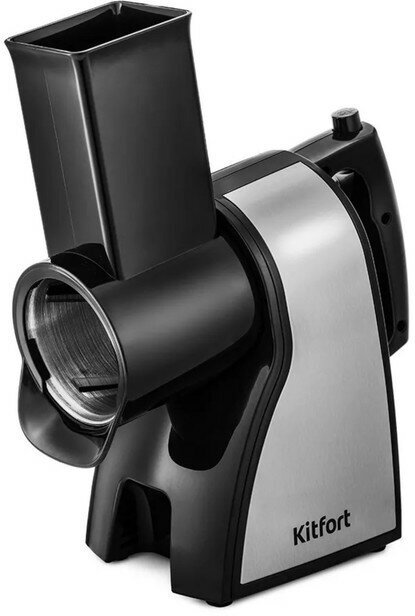 фото Тёрка Kitfort КТ-1392, электрическая, 3 насадки, 350 Вт, 180 об/мин, чёрно-серебристая