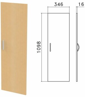Дверь ЛДСП средняя "Канц", 346х16х1098 мм, цвет бук невский, ДК36.10
