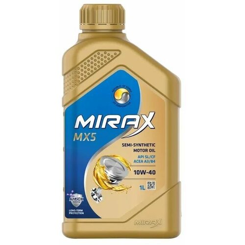 Масло Моторное Полусинтетическое Mirax Mx5 Sae 10w-40 Acea A3/B4 Api Sl/Cf 1л MIRAX арт. 607022