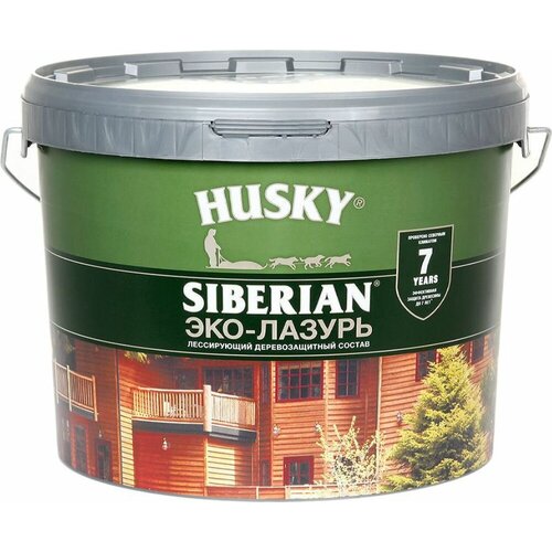 Лазурь HUSKY Siberian 9 л полуматовая бесцветная husky siberian эко лазурь для дерева полуматовая калужница сосна 2 5л