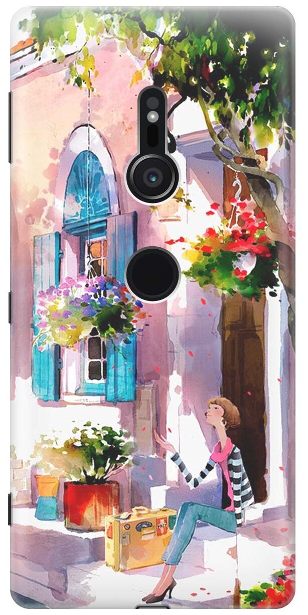 RE: PA Накладка Transparent для Sony Xperia XZ2 с принтом "Девочка на цветущей улочке"
