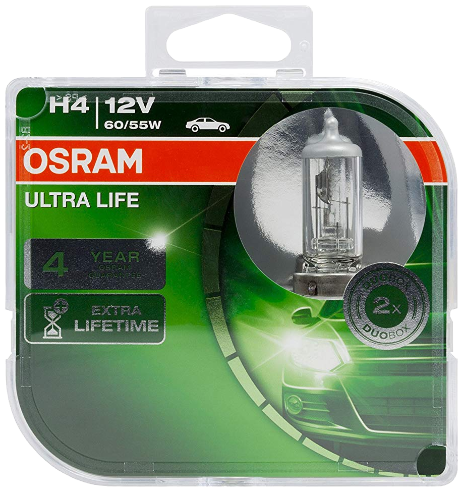 Лампа автомобильная галогенная OSRAM Ultra Life 64193ULT2 H4 12V 60/55 W P43t
