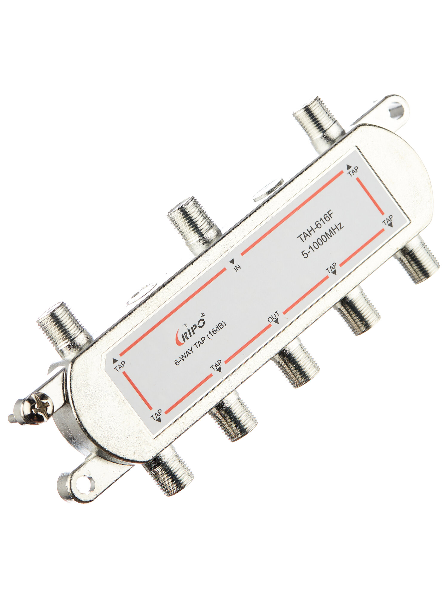Направленный абонентский ответвитель 1 на 6 телевизионный ТАН 616F 6х16dB,5-1000МНz коаксиальный антенный сплиттер, разветвитель цифрового, спутникового, эфирного тв RIPO 005-400147