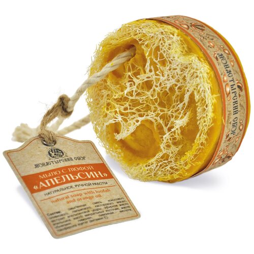 Kleona Мыло кусковое Монастырский сбор с люфой апельсин, 130 мл, 130 г мыло биобьюти натуральное с люфой апельсин 130 г