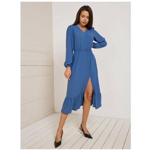 фото Платье длинное с рукавом синее 46 brandberry