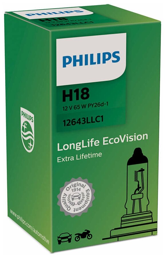 Philips / 12643llc1 / Лампа H18 12V 65W PY26d-1 C1