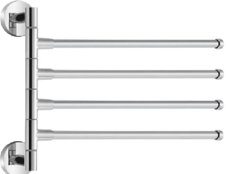 Держатель для полотенец в ванную четверной /рога поворотные/ вешалка TM 04 цвет хром из нержавеющей стали