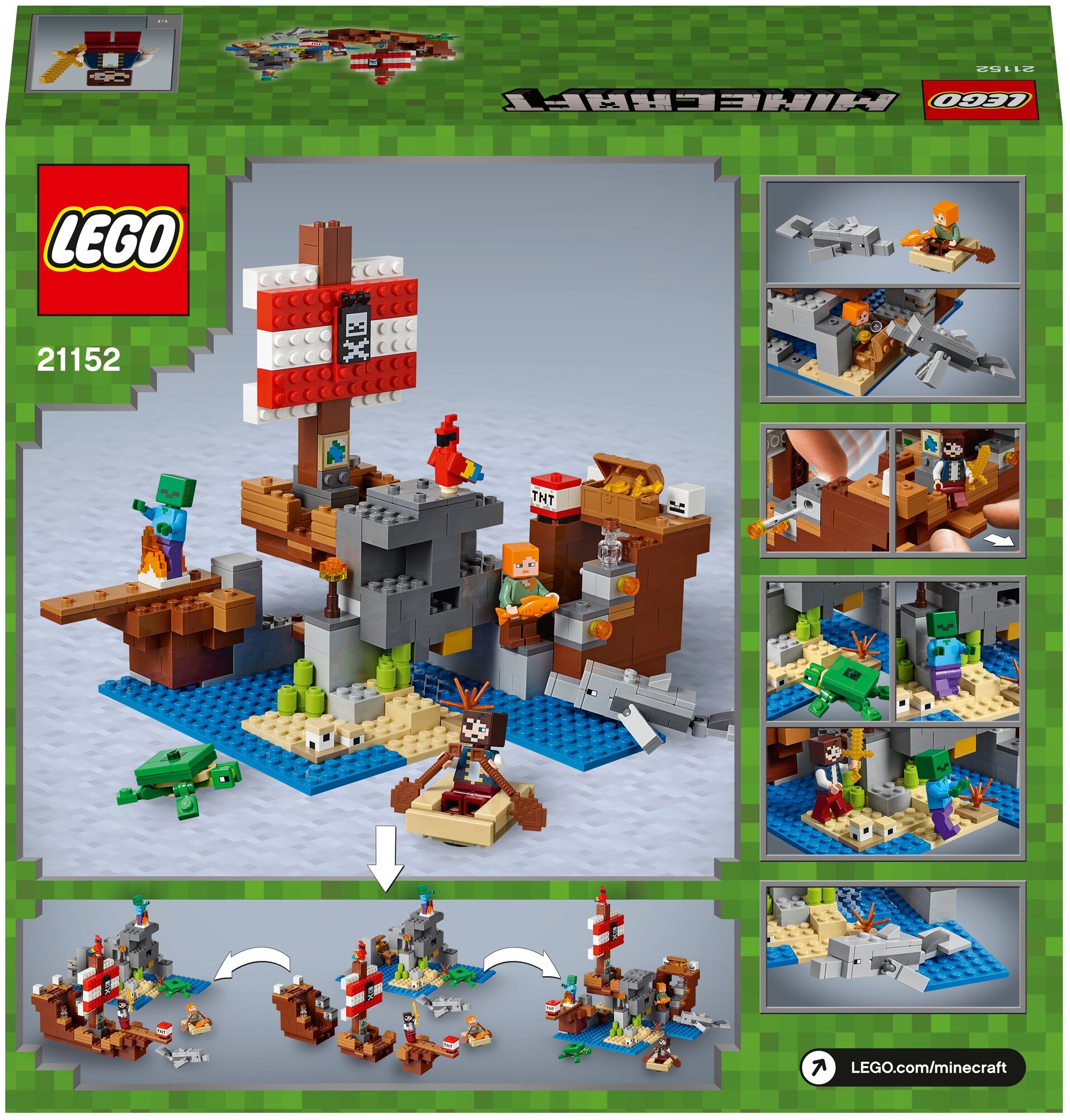 Конструктор LEGO Minecraft Приключения на пиратском корабле, 386 деталей (21152) - фото №2
