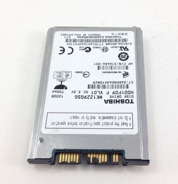 Жесткий диск Toshiba 516484-001 120Gb 5400 SATAII 1,8" HDD