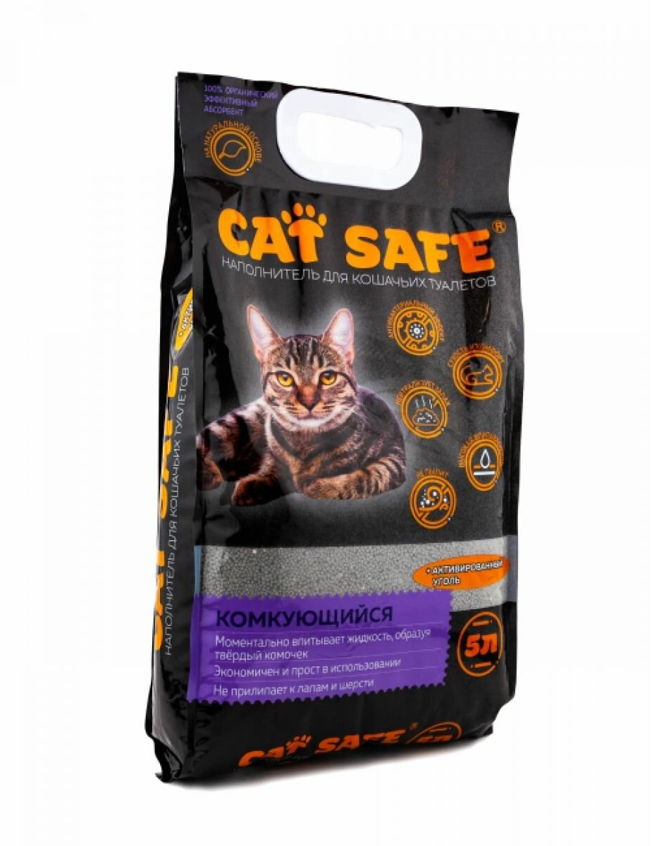 Cat safe наполнитель комкующийся с углем 5л - фотография № 2