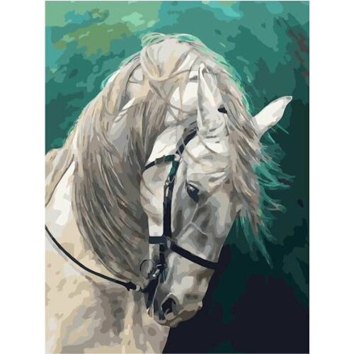 картина по номерам лошадь 40х50 см Картина по номерам Белая лошадь 40х50 см Hobby Home