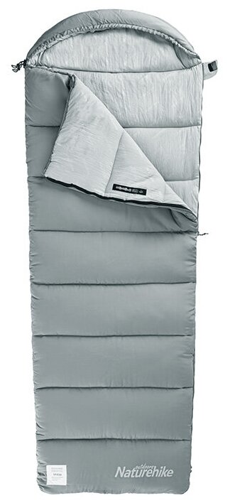 Мешок спальный Naturehike Envelope M300, (190+30)х80 см, (правый) (ТК: +6C), серый