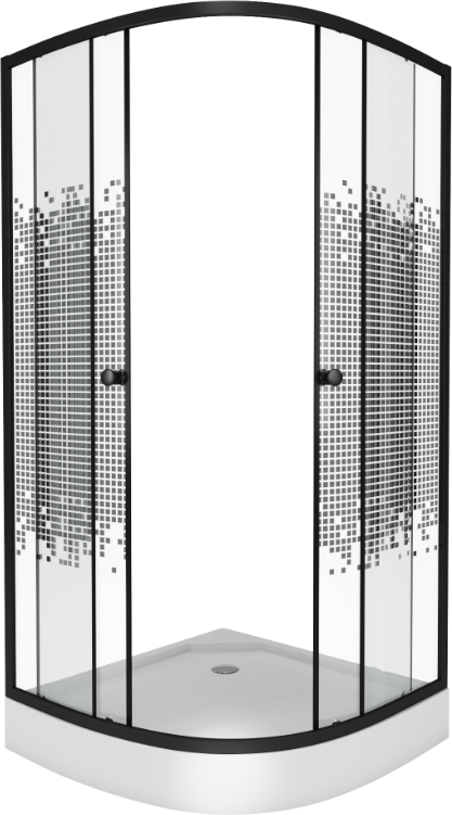 Душевой уголок Niagara Eco NG-007-14 BLACK 90x90 стекло мозаика, профиль черный, с поддоном