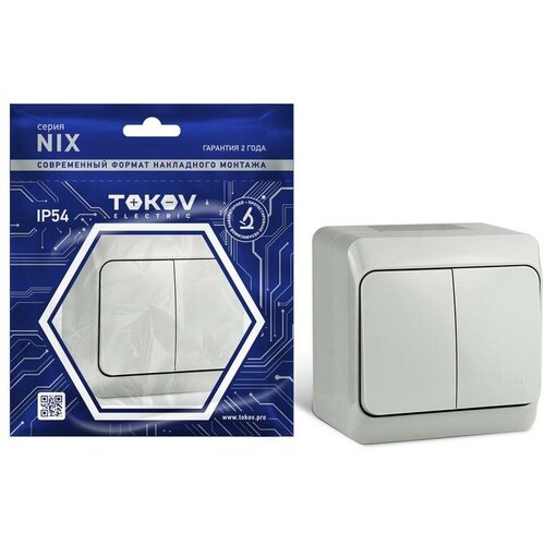 Выключатель 2-кл. ОП Nix 10А IP54 250В сер. | код. TKE-NX-V2-C06-IP54 | TOKOV ELECTRIC (20шт. в упак.) выключатель 2 кл оп nix 10а ip54 250в сер tokov electric tke nx v2 c06 ip54