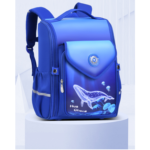 фото Школьный рюкзак для мальчика "синий кит" с ортопедической спинкой для 1-4 классов miray korean
