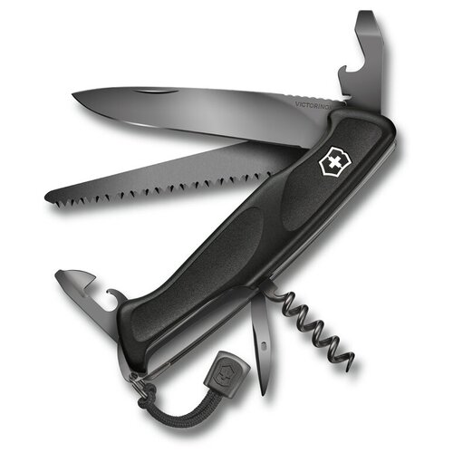 фото Нож складной victorinox 0.9563.c31p rangergrip 55 onyx black, 130 мм, 12 функций