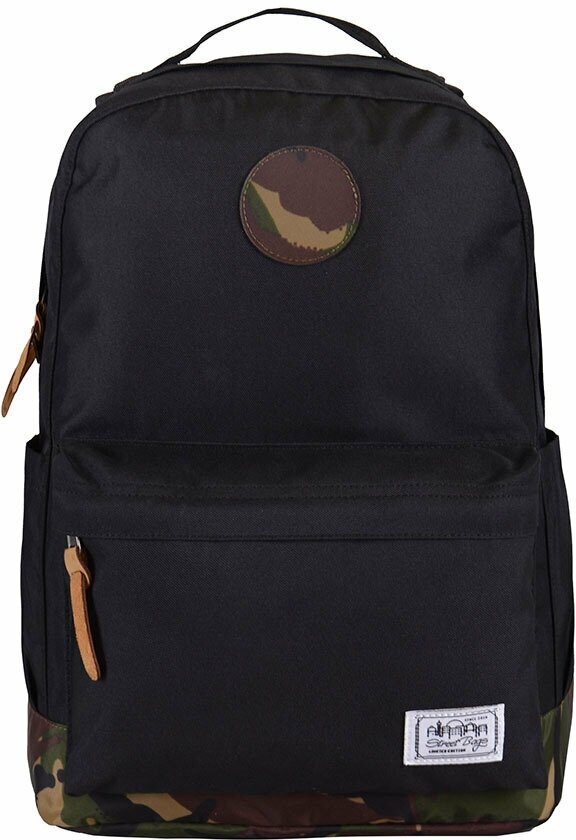 Рюкзак / Street Bags / 5002 Рисунок снизу Круглая нашивка 44х15х30 см / чёрно-камуфляжный