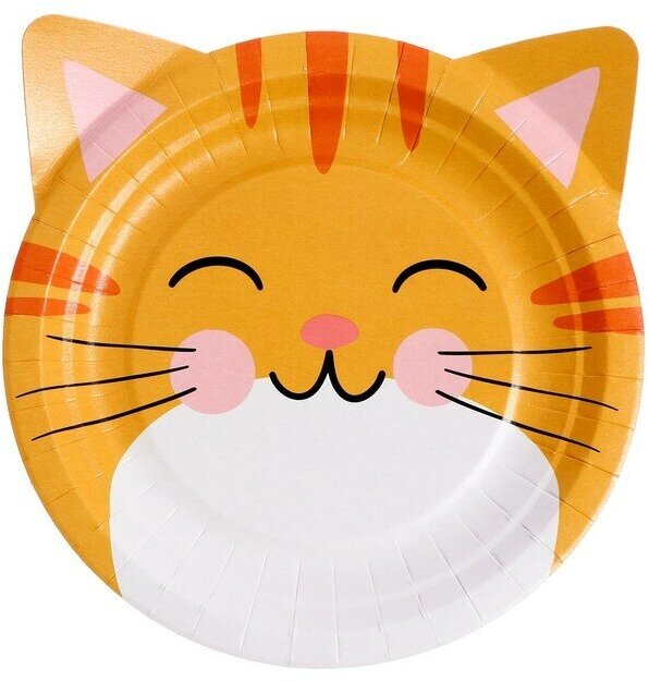 Набор бумажных тарелок «Кошки с ушками», в т/у плёнке, 6 шт., 18 см - фотография № 2