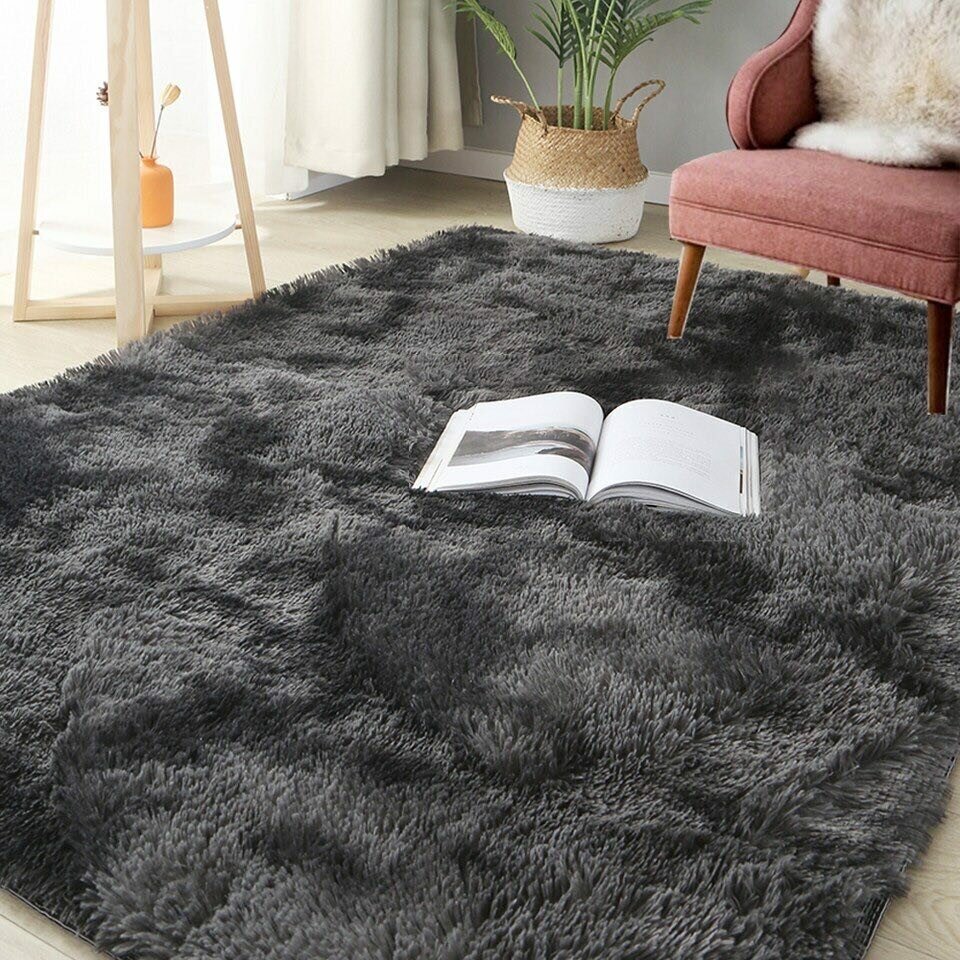 Ковер, мягкий и пушистый. Fluffy Carpet. 200х140. Темно-серый.