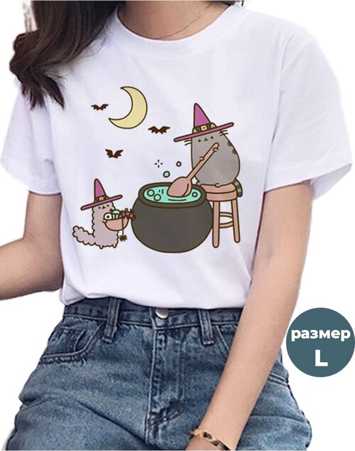 Футболка StarFriend Пушин Pusheen варит зелье, размер L, белый