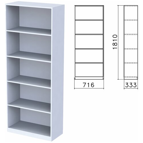 Шкаф (стеллаж) Бюджет, 716х333х1810 мм, 4 полки, серый, 402651-030