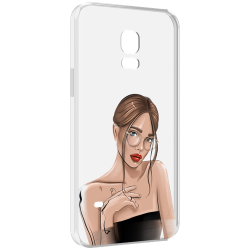 Чехол MyPads девушка-в-очках-с-красивыми-глазами женский для Samsung Galaxy S5 mini задняя-панель-накладка-бампер