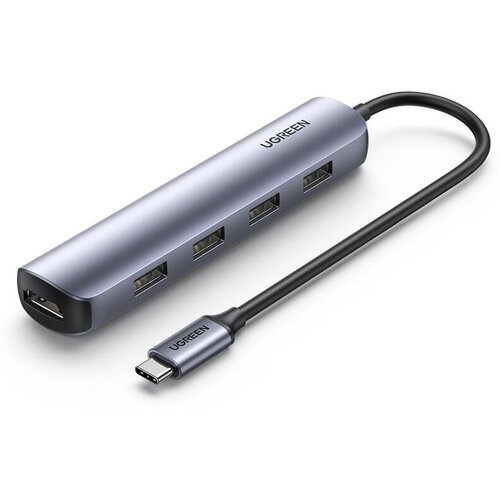 Разветвитель USB Ugreen CM417 (20197) USB-C to 4xUSB 3.0+HDMI, серый