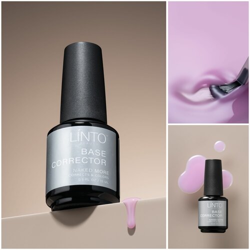 BASE NAKED MORE полупрозрачный невесомый корректор для ногтей LiNTO, полупрозрачно-розовый, без резкого запаха, бескислотный