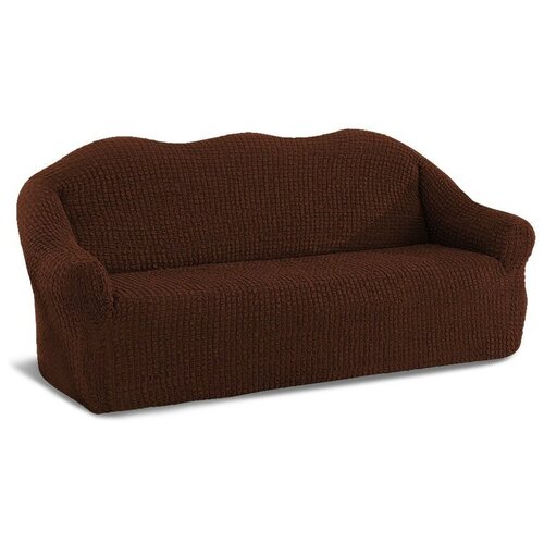 фото Чехол на трехместный диван универсальный на резинке буклированный karbeltex - шоколадный